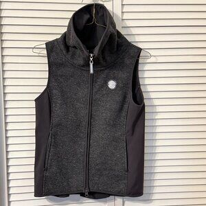 Noel Asmar Women High Neck Grey/Black Zipper Equestrian Wool Blend Vest Size M
